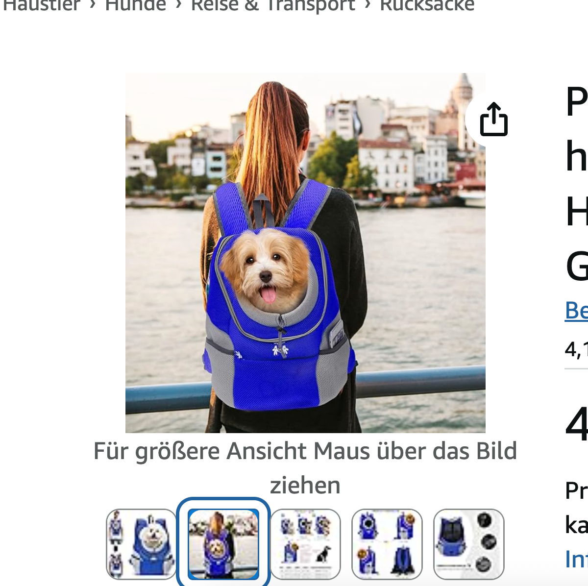 Hunde-Tragerucksack für kleine & mittelgroße Hunde bis max. 11 kg - super bequem & größenverstellbar