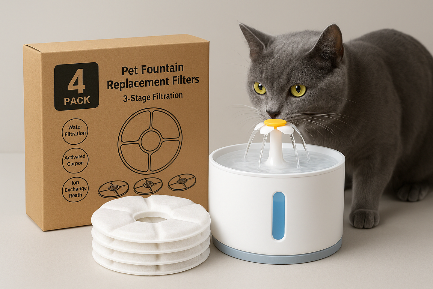 4 Ersatzfilter für Trinkbrunnen für Katzen - Testsieger