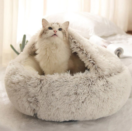 Orthopädisches Katzenbett - kuschelig weich, waschbar, haustierfreundlich_beige