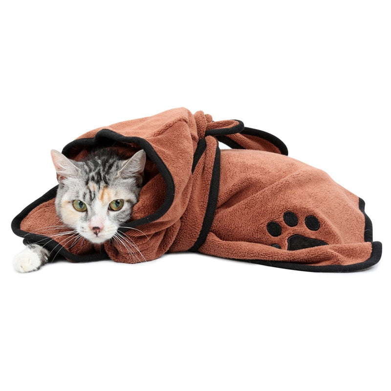 Mikrofaser-Bademantel für Katzen - waschbar