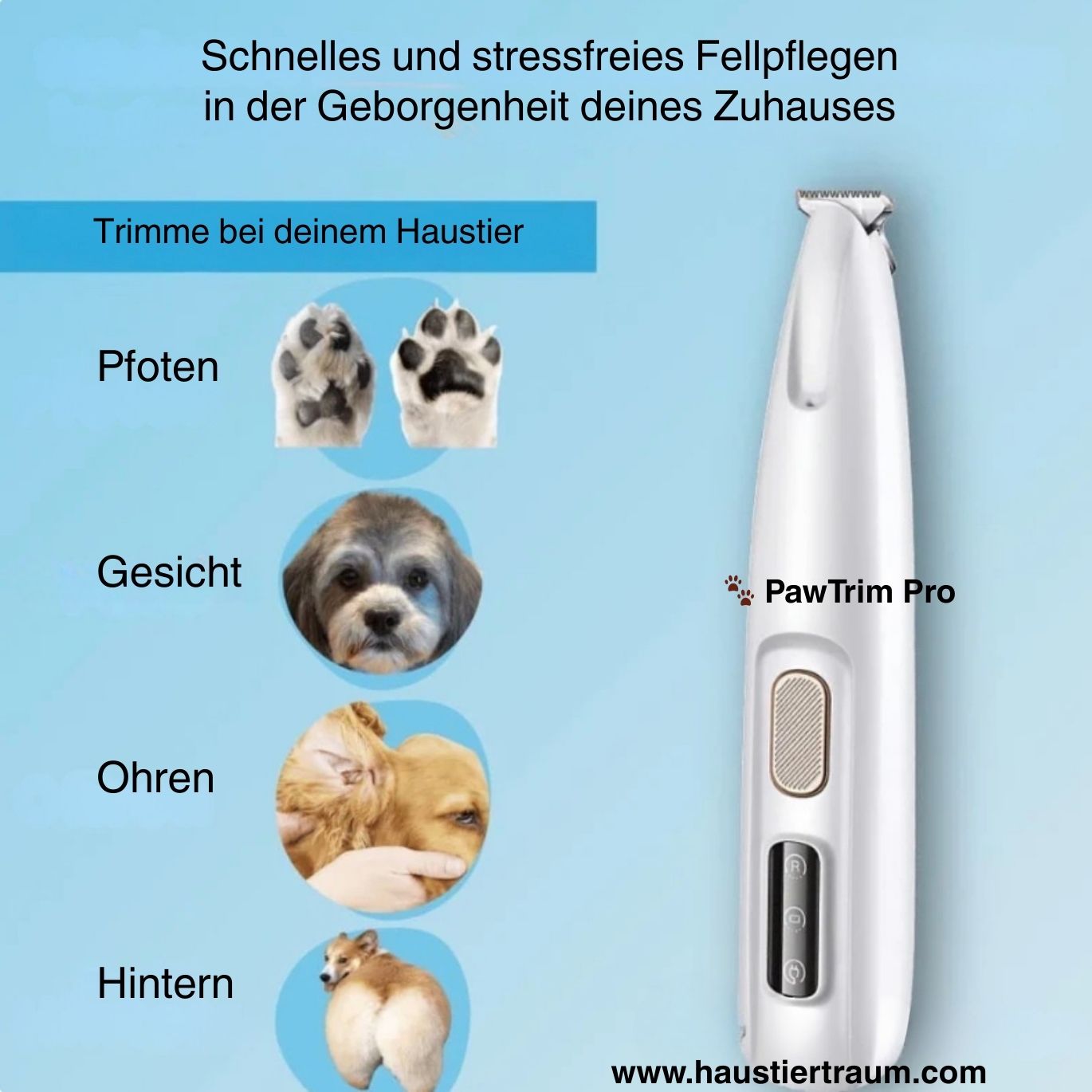 🐾 PawTrim Pro – Präziser Pfotentrimmer für Hunde & Katzen