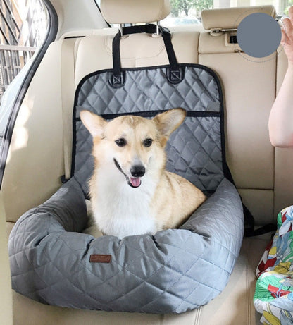 Sicherer Hunde Autositz - Extra stabiler und hochwertiger Hunde Autositz -  für kleine bis mittlere Hunde_grau