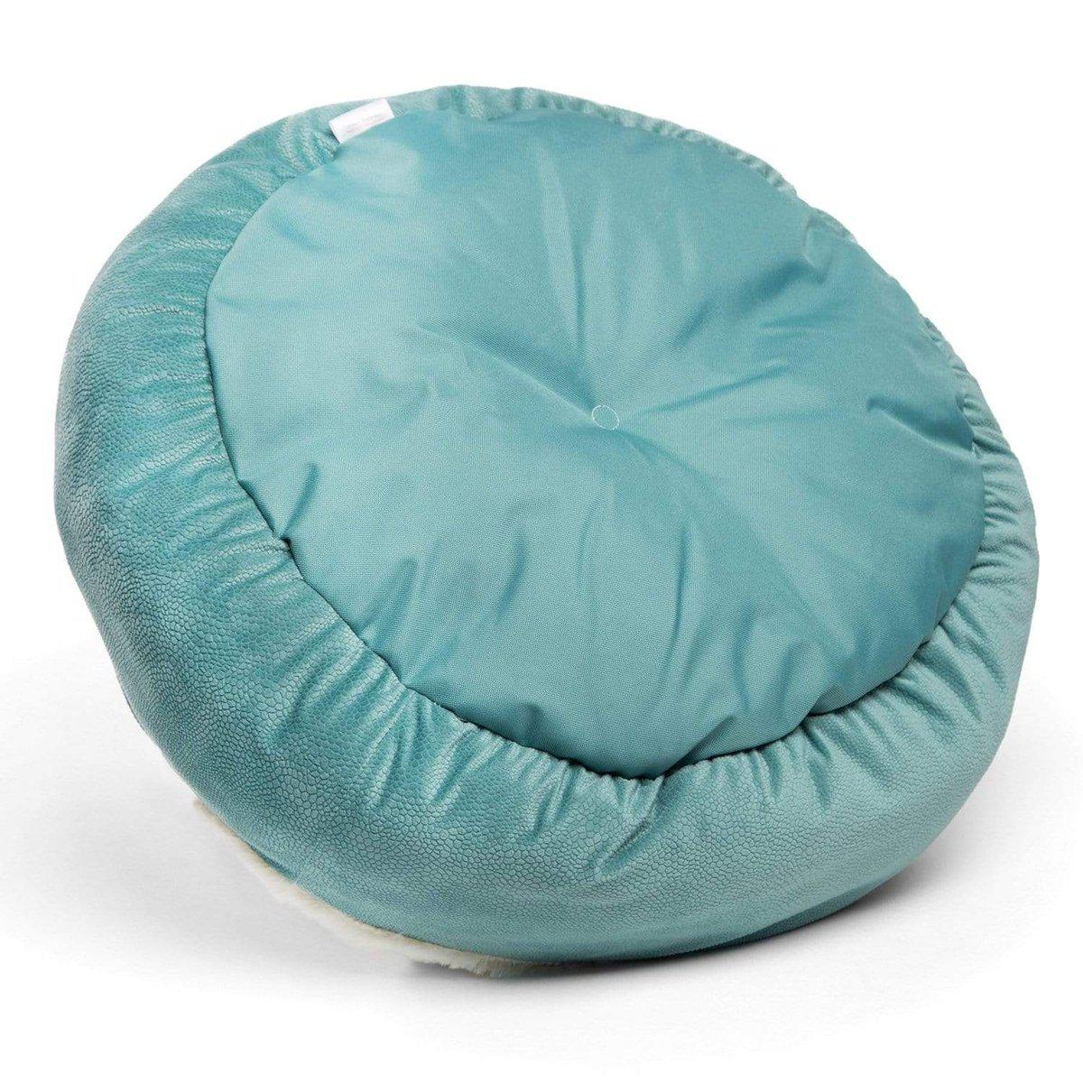 Flauschige Anti-Stress-Hundehöhle "Kuschelwolke" - das Original - sicherer Rückzugsort, samtweicher Rund-um-Schutz, waschbar_türkis 2