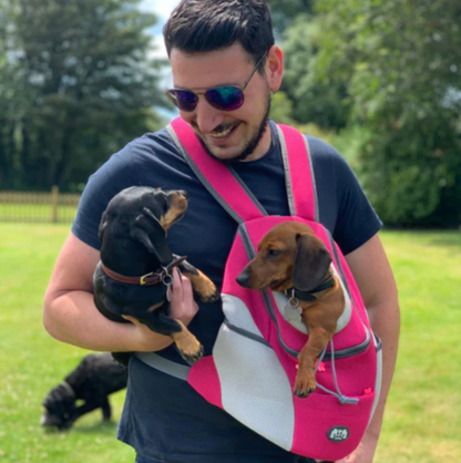 Hunde-Tragerucksack für kleine & mittelgroße Hunde bis max. 11 kg - super bequem & größenverstellbar_pink testsieger